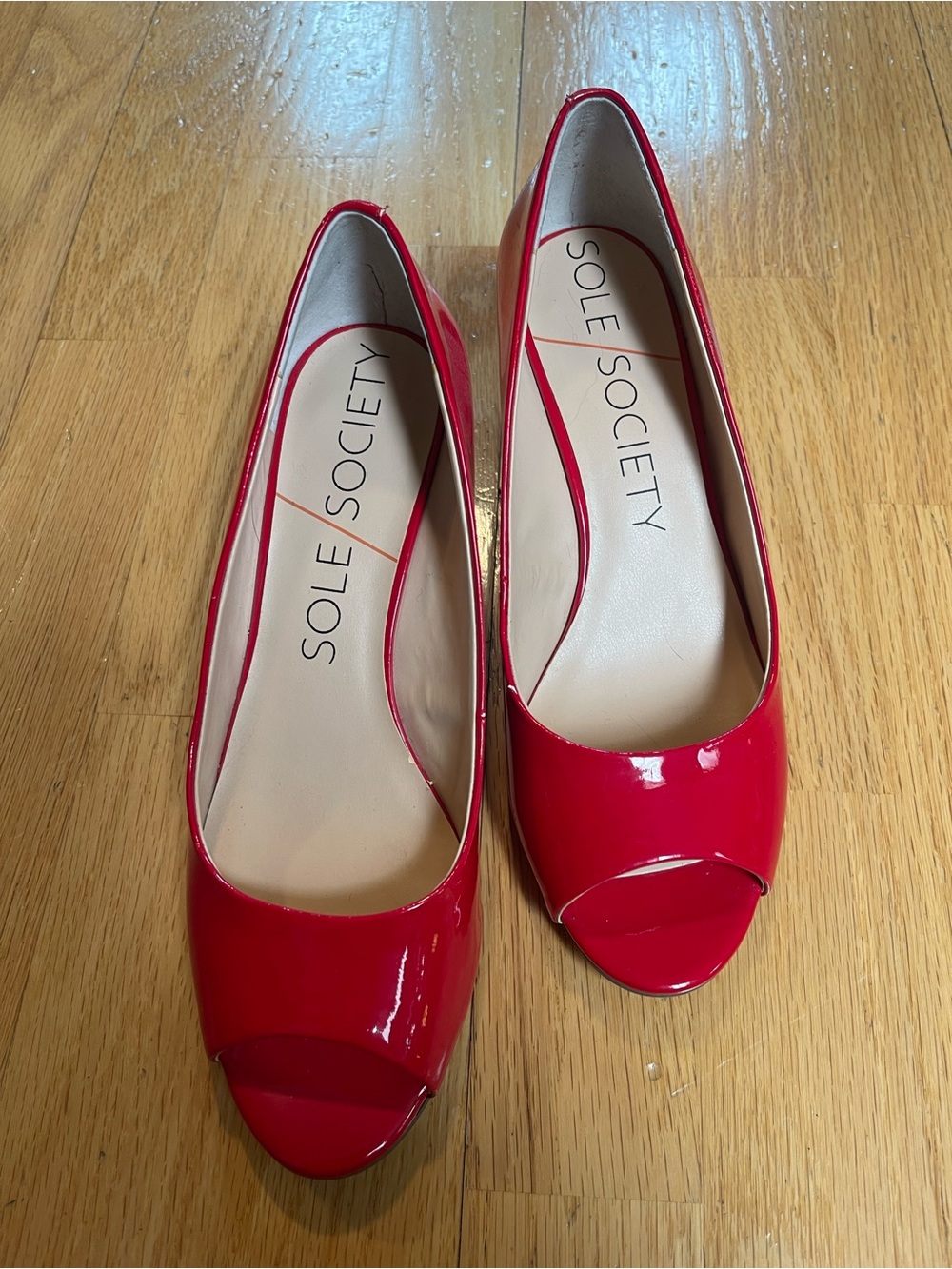 Sole Society Red Patent Peep-Toe Heels